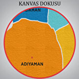 İl ve İlçeler Haritası Adıyaman, Modern Dekoratif Kanvas Tablo, Duvar Dekoru 1251