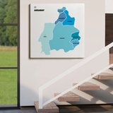 İl ve İlçeler Haritası Aksaray, Modern Dekoratif Kanvas Tablo, Duvar Dekoru 1258