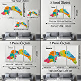 İl ve İlçeler Haritası Antalya, Modern Dekoratif Kanvas Tablo, Duvar Dekoru 1269