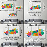 İl ve İlçeler Haritası Aydın, Modern Dekoratif Kanvas Tablo, Duvar Dekoru 1276