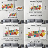 İl ve İlçeler Haritası Aydın, Modern Dekoratif Kanvas Tablo, Duvar Dekoru 1277