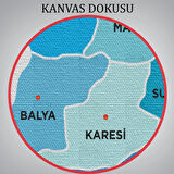 İl ve İlçeler Haritası Balıkesir, Modern Dekoratif Kanvas Tablo, Duvar Dekoru 1281