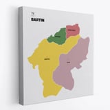 İl ve İlçeler Haritası Bartın, Modern Dekoratif Kanvas Tablo, Duvar Dekoru 1283