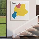 İl ve İlçeler Haritası Bayburt, Modern Dekoratif Kanvas Tablo, Duvar Dekoru 1289