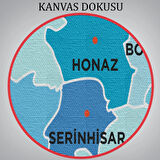 İl ve İlçeler Haritası Denizli, Modern Dekoratif Kanvas Tablo, Duvar Dekoru 1320