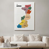 İl ve İlçeler Haritası Edirne, Modern Dekoratif Kanvas Tablo, Duvar Dekoru 1328