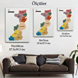 İl ve İlçeler Haritası Edirne, Modern Dekoratif Kanvas Tablo, Duvar Dekoru 1328