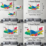 İl ve İlçeler Haritası Elazığ, Modern Dekoratif Kanvas Tablo, Duvar Dekoru 1330