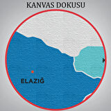 İl ve İlçeler Haritası Elazığ, Modern Dekoratif Kanvas Tablo, Duvar Dekoru 1330