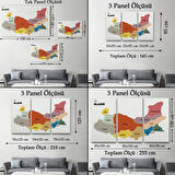 İl ve İlçeler Haritası Elazığ, Modern Dekoratif Kanvas Tablo, Duvar Dekoru 1331