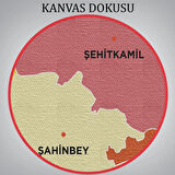 İl ve İlçeler Haritası Gaziantep, Modern Dekoratif Kanvas Tablo, Duvar Dekoru 1343