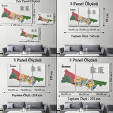İl ve İlçeler Haritası İstanbul, Modern Dekoratif Kanvas Tablo, Duvar Dekoru 1364