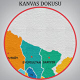 İl ve İlçeler Haritası İstanbul, Modern Dekoratif Kanvas Tablo, Duvar Dekoru 1364