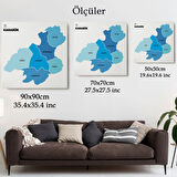 İl ve İlçeler Haritası Karabük, Modern Dekoratif Kanvas Tablo, Duvar Dekoru 1375