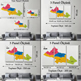 İl ve İlçeler Haritası Kilis, Modern Dekoratif Kanvas Tablo, Duvar Dekoru 1388