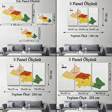 İl ve İlçeler Haritası Kilis, Modern Dekoratif Kanvas Tablo, Duvar Dekoru 1389