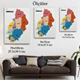İl ve İlçeler Haritası Kırıkkale, Modern Dekoratif Kanvas Tablo, Duvar Dekoru 1392