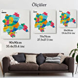 İl ve İlçeler Haritası Konya, Modern Dekoratif Kanvas Tablo, Duvar Dekoru 1403