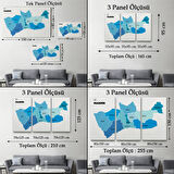 İl ve İlçeler Haritası Mardin, Modern Dekoratif Kanvas Tablo, Duvar Dekoru 1417