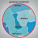 İl ve İlçeler Haritası Mardin, Modern Dekoratif Kanvas Tablo, Duvar Dekoru 1417