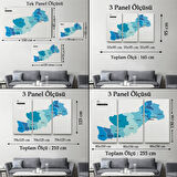 İl ve İlçeler Haritası Mersin, Modern Dekoratif Kanvas Tablo, Duvar Dekoru 1420