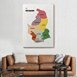 İl ve İlçeler Haritası Nevşehir, Modern Dekoratif Kanvas Tablo, Duvar Dekoru 1428