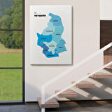 İl ve İlçeler Haritası Nevşehir, Modern Dekoratif Kanvas Tablo, Duvar Dekoru 1429