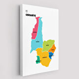 İl ve İlçeler Haritası Osmaniye, Modern Dekoratif Kanvas Tablo, Duvar Dekoru 1436