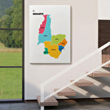 İl ve İlçeler Haritası Osmaniye, Modern Dekoratif Kanvas Tablo, Duvar Dekoru 1436