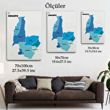 İl ve İlçeler Haritası Osmaniye, Modern Dekoratif Kanvas Tablo, Duvar Dekoru 1438