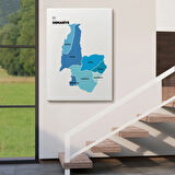 İl ve İlçeler Haritası Osmaniye, Modern Dekoratif Kanvas Tablo, Duvar Dekoru 1438