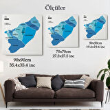 İl ve İlçeler Haritası Rize, Modern Dekoratif Kanvas Tablo, Duvar Dekoru 1441