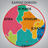 İl ve İlçeler Haritası Samsun, Modern Dekoratif Kanvas Tablo, Duvar Dekoru 1445