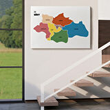 İl ve İlçeler Haritası Siirt, Modern Dekoratif Kanvas Tablo, Duvar Dekoru 1449