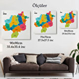 İl ve İlçeler Haritası Sivas, Modern Dekoratif Kanvas Tablo, Duvar Dekoru 1454