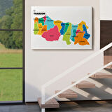 İl ve İlçeler Haritası Trabzon, Modern Dekoratif Kanvas Tablo, Duvar Dekoru 1469