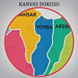 İl ve İlçeler Haritası Trabzon, Modern Dekoratif Kanvas Tablo, Duvar Dekoru 1469