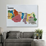 İl ve İlçeler Haritası Trabzon, Modern Dekoratif Kanvas Tablo, Duvar Dekoru 1470