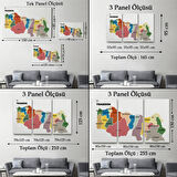 İl ve İlçeler Haritası Trabzon, Modern Dekoratif Kanvas Tablo, Duvar Dekoru 1470