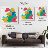 İl ve İlçeler Haritası Van, Modern Dekoratif Kanvas Tablo, Duvar Dekoru 1478