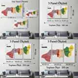 İl ve İlçeler Haritası Yalova, Modern Dekoratif Kanvas Tablo, Duvar Dekoru 1482
