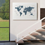 Ülke ve Başkentli Türkçe Dünya Haritası, Modern Dekoratif Kanvas Tablo, Duvar Dekoru 1514