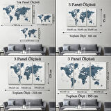 Ülke ve Başkentli Dünya Haritası, Modern Dekoratif Kanvas Tablo, Duvar Dekoru 1515