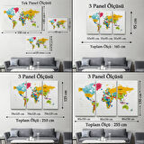 Ülke ve Başkentli İngilizce Dünya Haritası, Harita Dekoratif Kanvas Tablo, Duvar Dekoru 1543