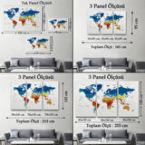 Detaylı ve Eğitici İngilizce Dünya Haritası, Harita Dekoratif Kanvas Tablo, Duvar Dekoru 1569
