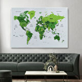 Detaylı ve Eğitici Türkçe Dünya Haritası, Harita Dekoratif Kanvas Tablo, Duvar Dekoru 1613
