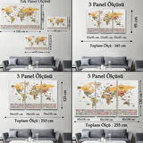 Ülke Başkentli ve Bayraklı İngilizce Dünya Haritası Dekoratif Kanvas Tablo, Duvar Dekoru 1935