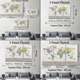 Ülke Başkentli ve Bayraklı İngilizce Dünya Haritası Dekoratif Kanvas Tablo, Duvar Dekoru 1939