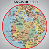 Ünlü Yerler Eğitici İngilizce Dünya Haritası Dekoratif Kanvas Tablo, Duvar Dekoru 2019