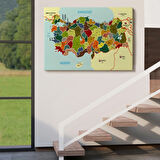 Komşulu İl ve İlçe Detaylı Türkiye Haritası, Harita Dekoratif Kanvas Tablo, Duvar Dekoru 3000